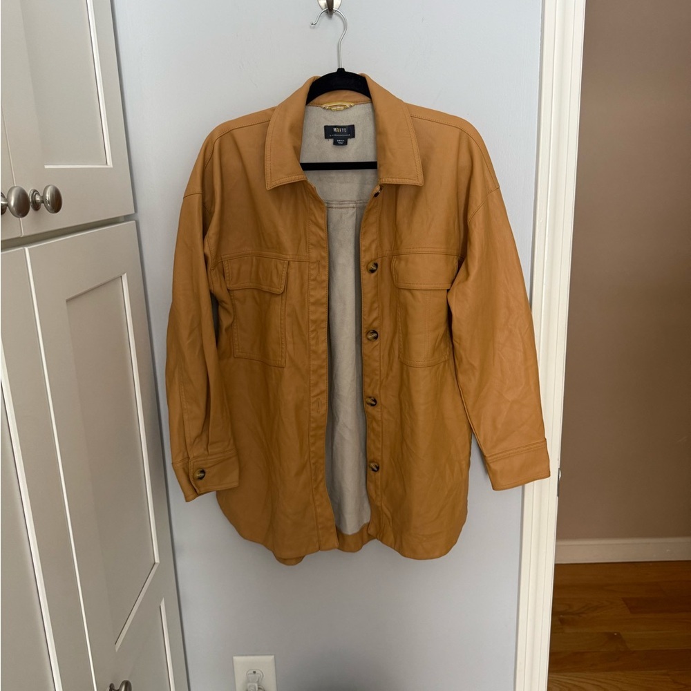 NWOT Anthropologie Maeve faux leather oversized shirt jacket SIZE S